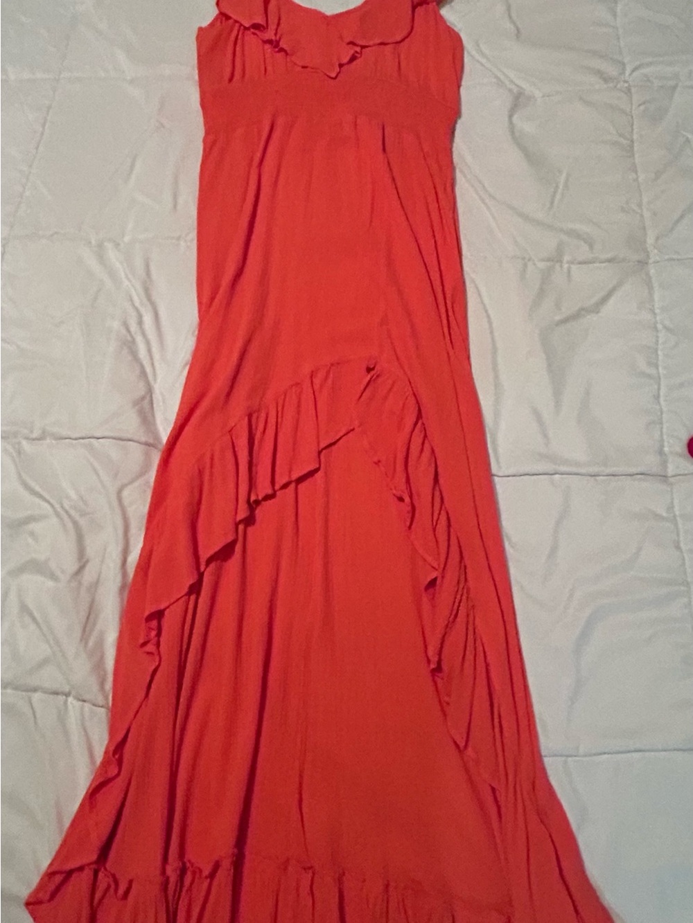 Guess Coral Ruffle Maxi Dress